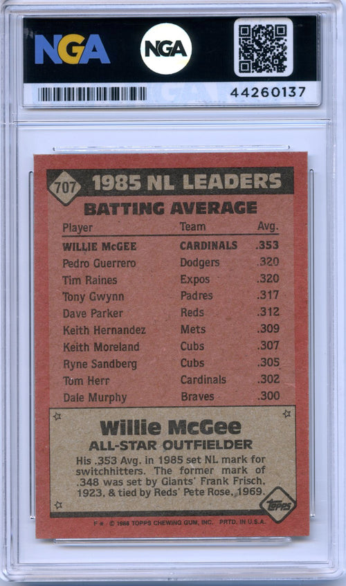 1986 Topps #707 Willie McGee Other 10