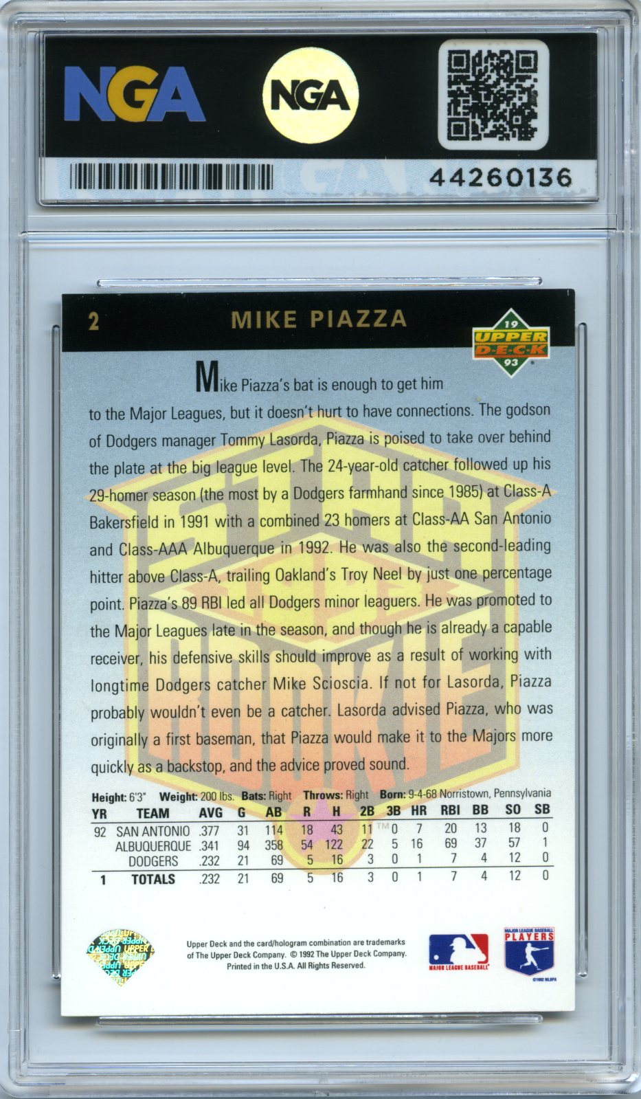 1993 Upper Deck #2 Mike Piazza Other 9