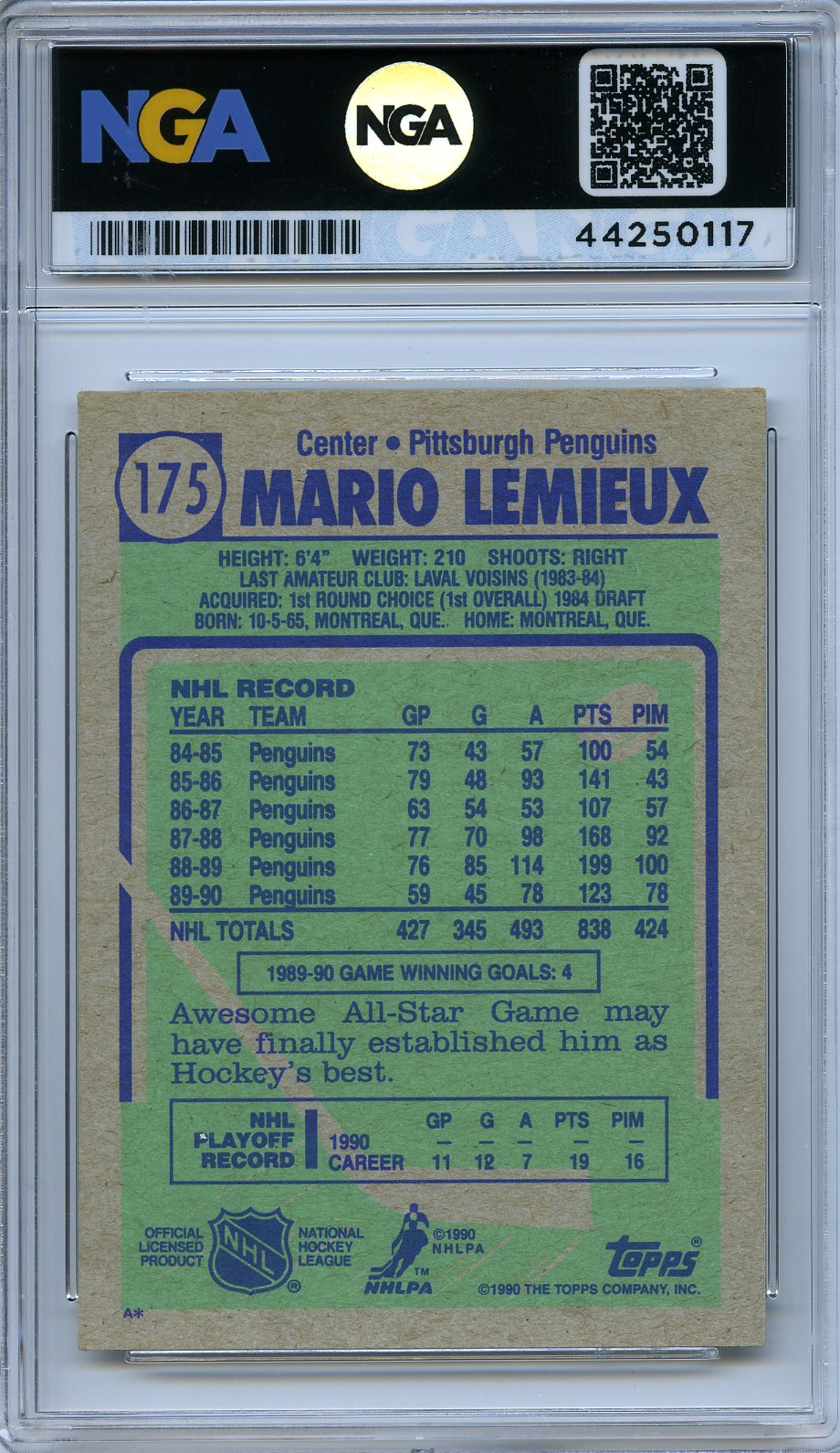 1990 Topps #175 Mario Lemieux Mario Lemieux  Other 7