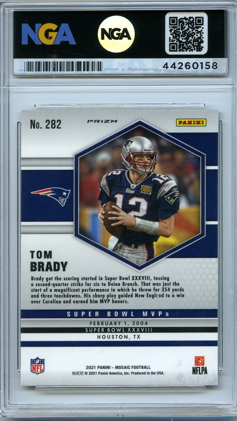 2021 Panini Mosaic #282 Tom Brady Prizm Green NGA 10