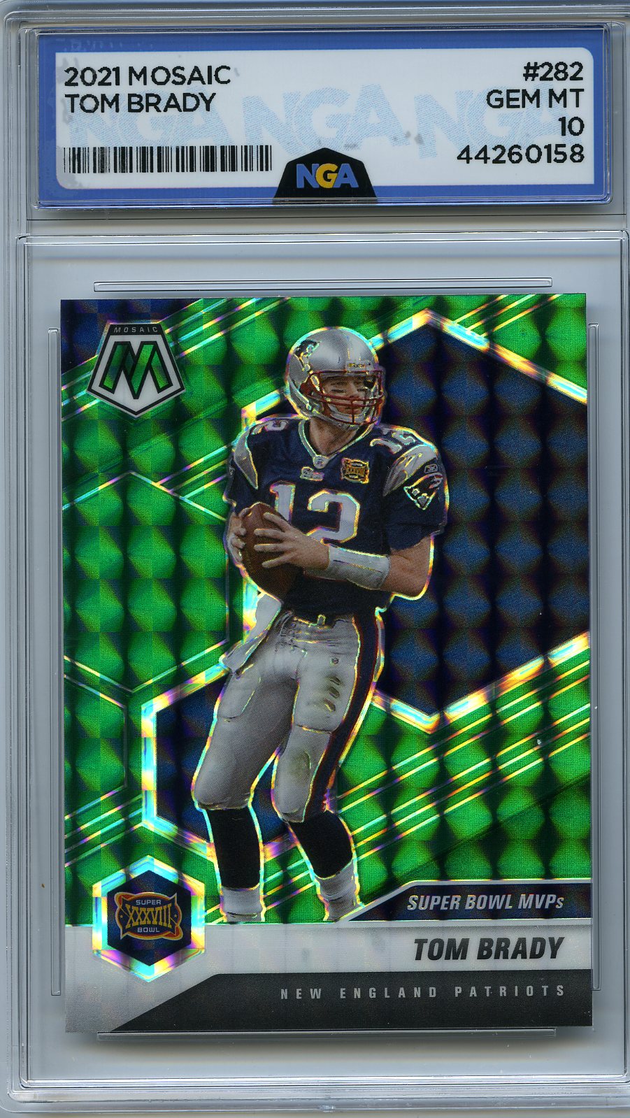 2021 Panini Mosaic #282 Tom Brady Prizm Green NGA 10
