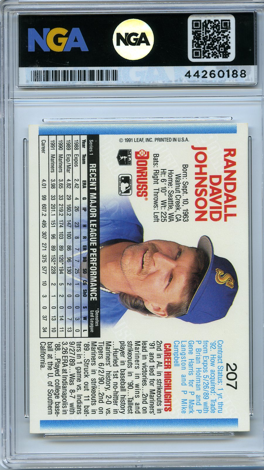 1992 Donruss #207 Randy Johnson Other 9.5