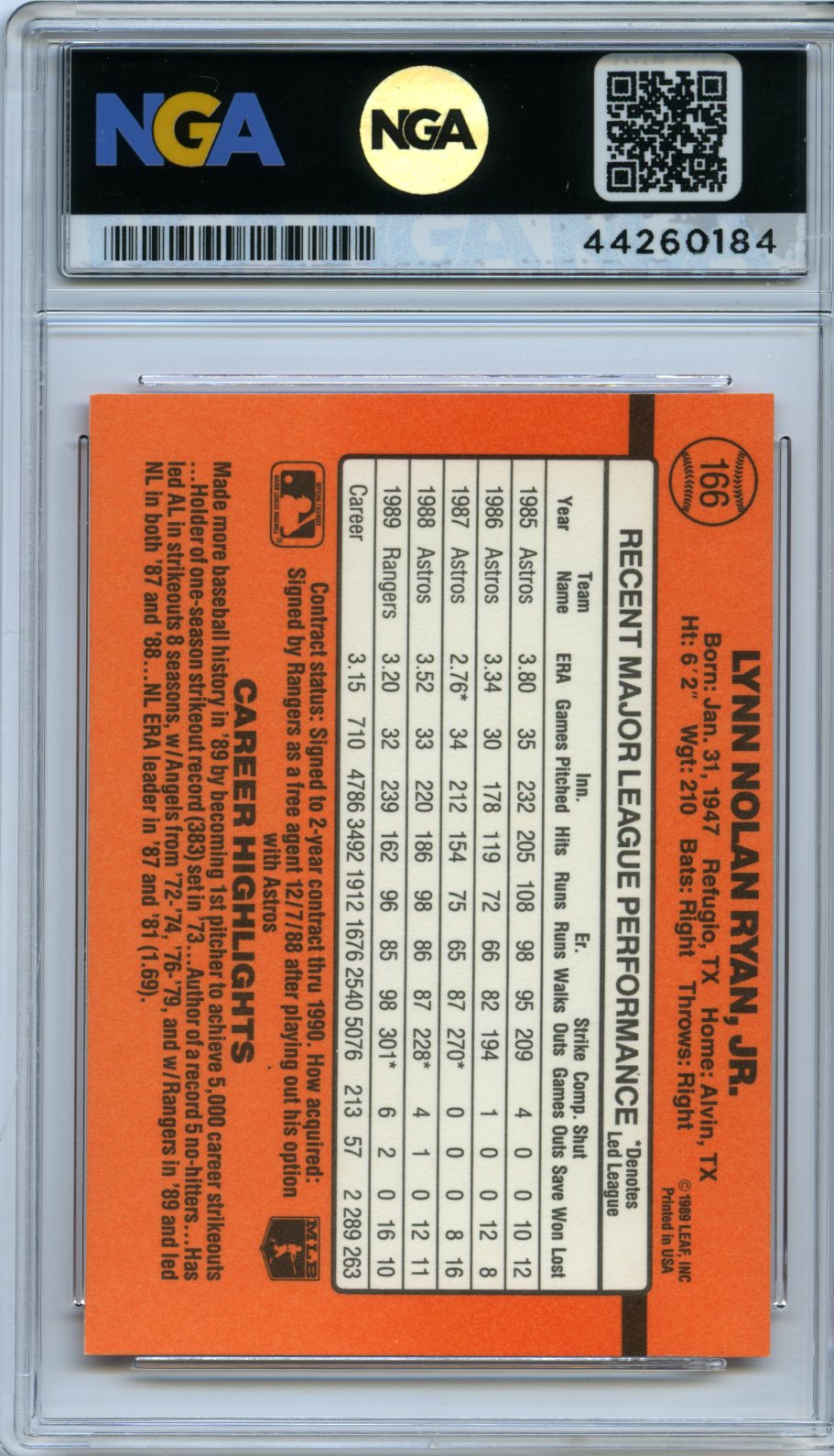 1990 Donruss #166c Nolan Ryan Other 8.5