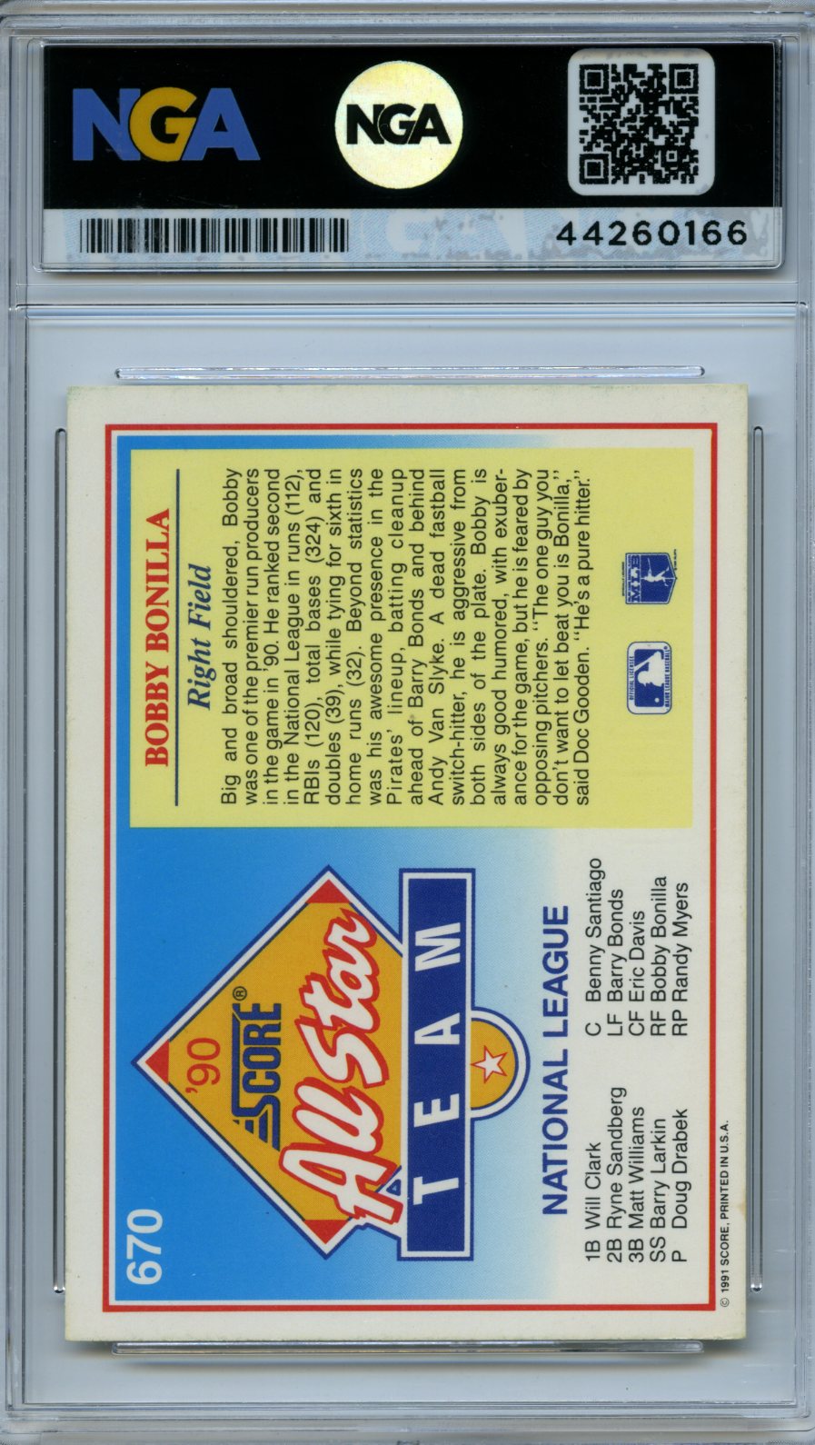 1991 Score #670 Bobby Bonilla Other 9.5