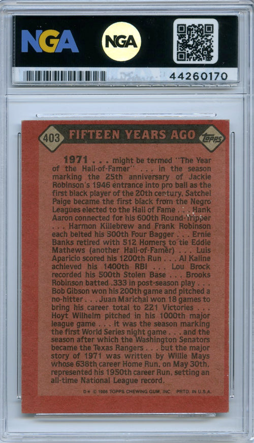 1986 Topps #403 Willie Mays Other 8.5