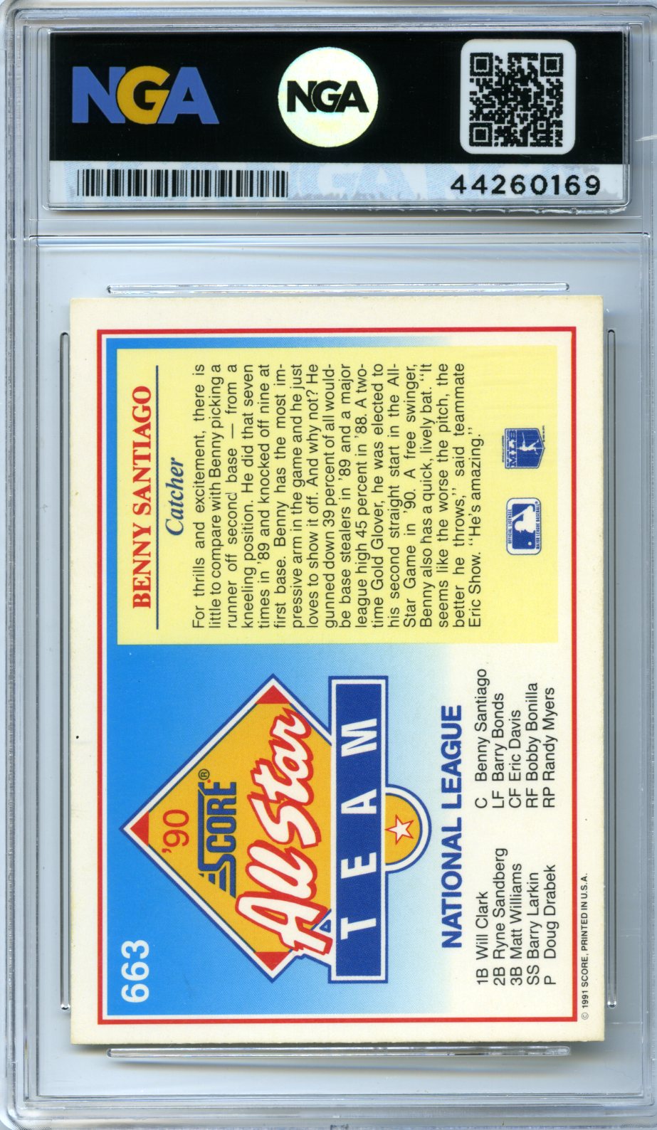 1991 Score #663 Benny Santiago Other 9