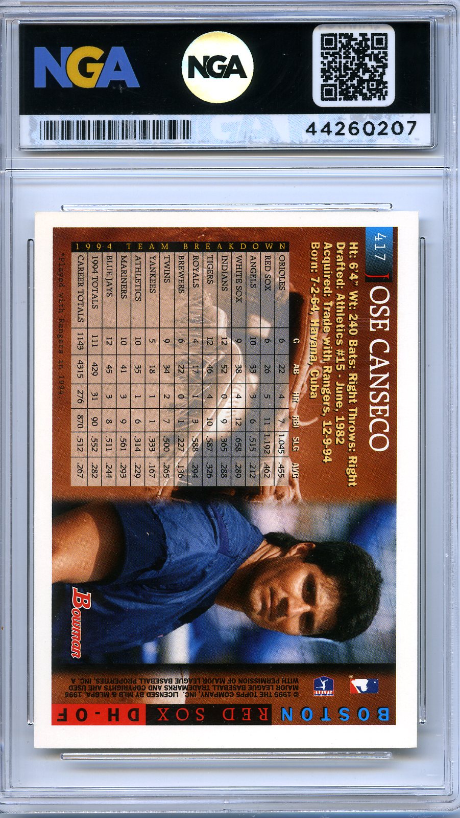 1995 Bowman #417 Jose Canseco Other 9