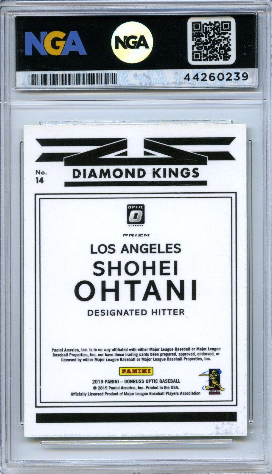 2019 Donruss Optic #14 Shohei Ohtani Lime Green NGA 10