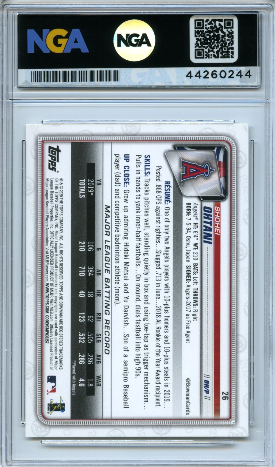 2020 Bowman #26 Shohei Ohtani Other 10