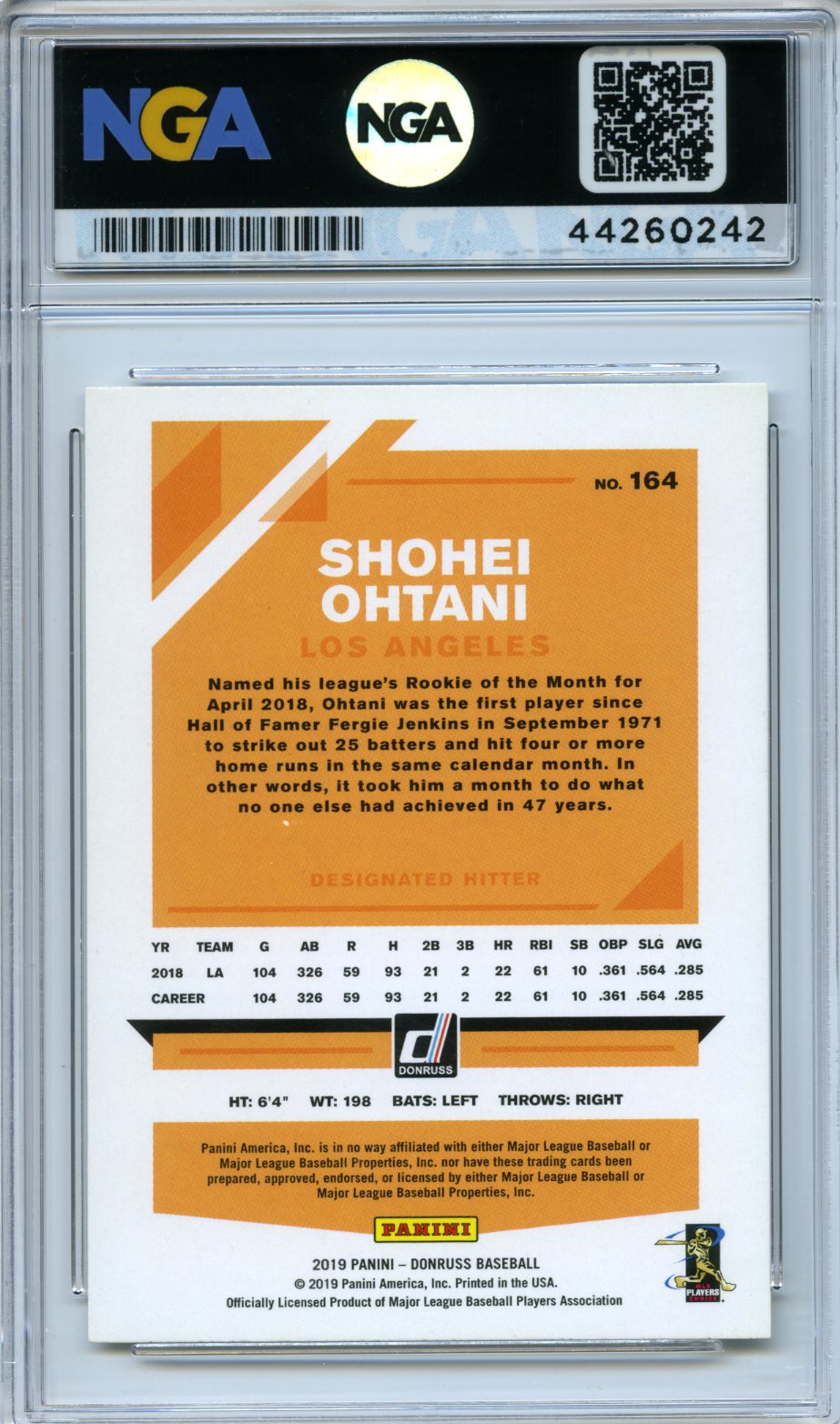 2019 Donruss #164b Shohei Ohtani : "Showtime" Other 9