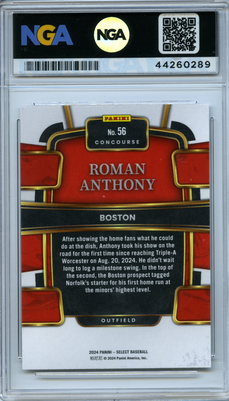 2024 Panini Select #56 Roman Anthony NGA 10
