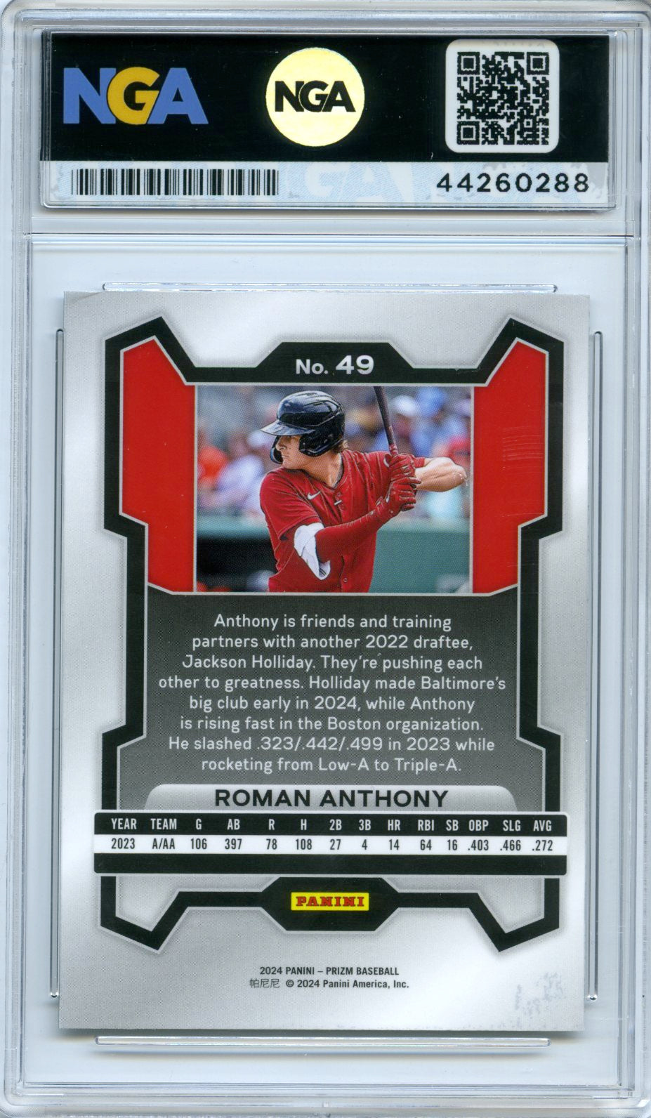 2024 Panini Prizm #49 Roman Anthony NGA 10