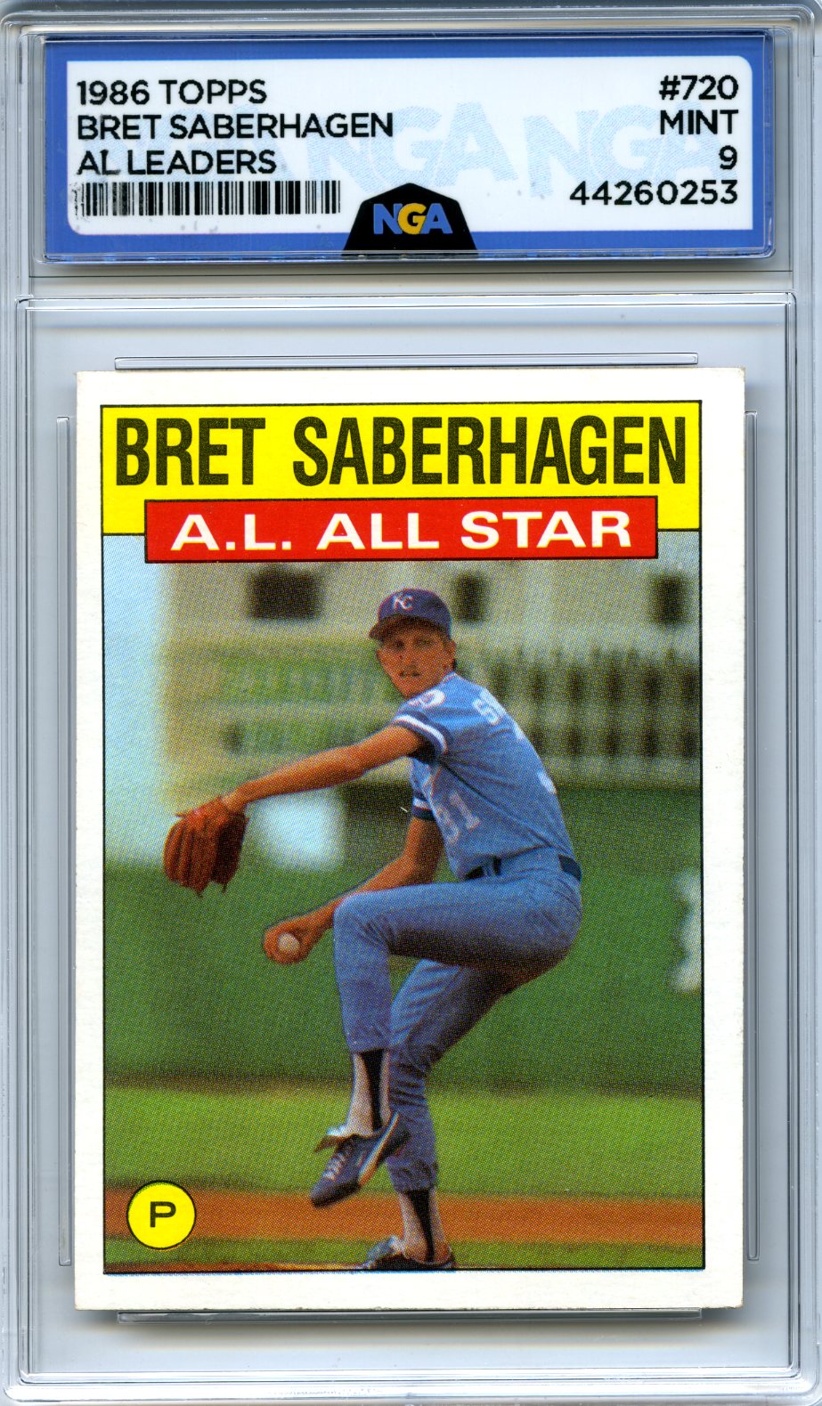 1986 Topps #720 Bret Saberhagen NGA 9