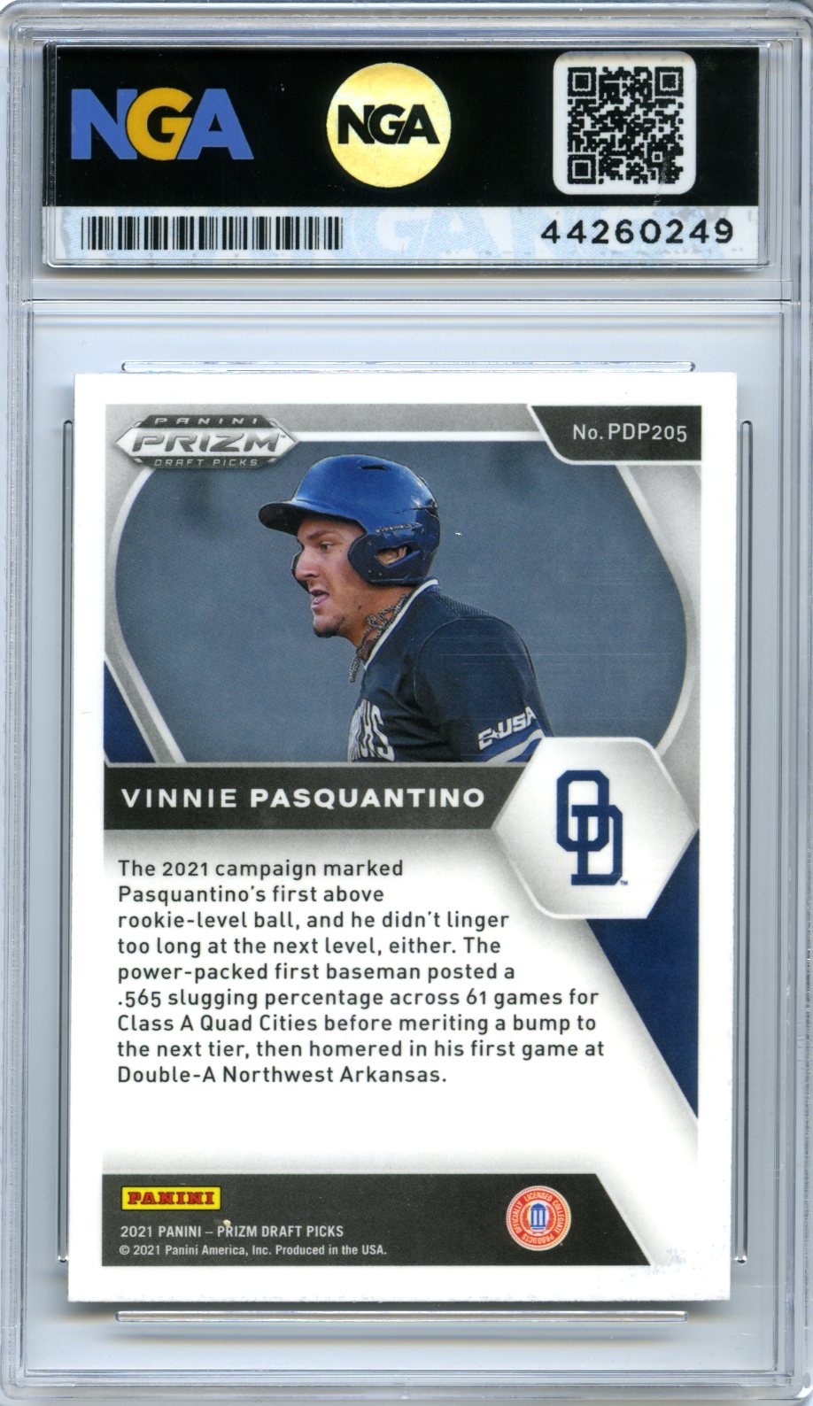 2021 Panini Prizm Draft Picks #PDP205 Vinnie Pasquantino NGA 10