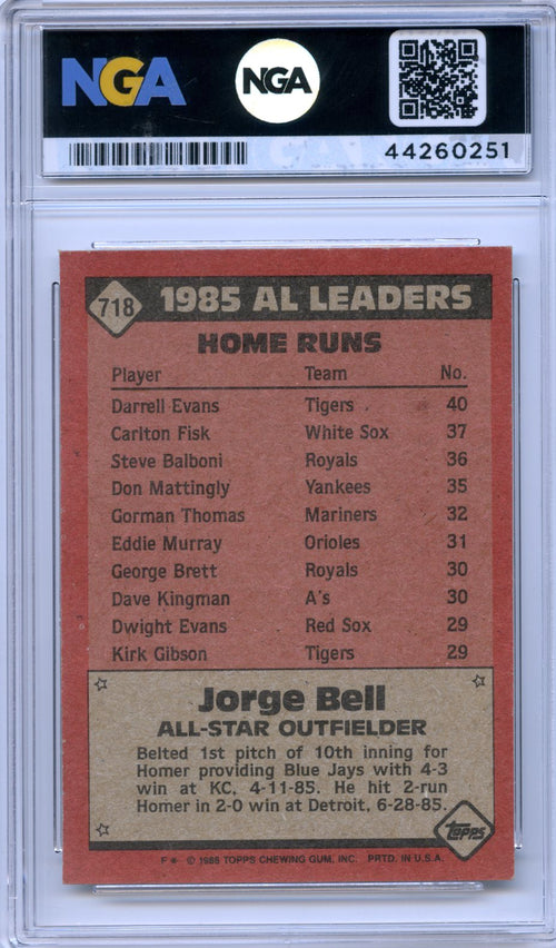 1986 Topps #718 Jorge Bell NGA 9