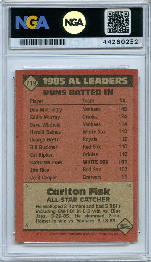 1986 Topps #719 Carlton Fisk NGA 10