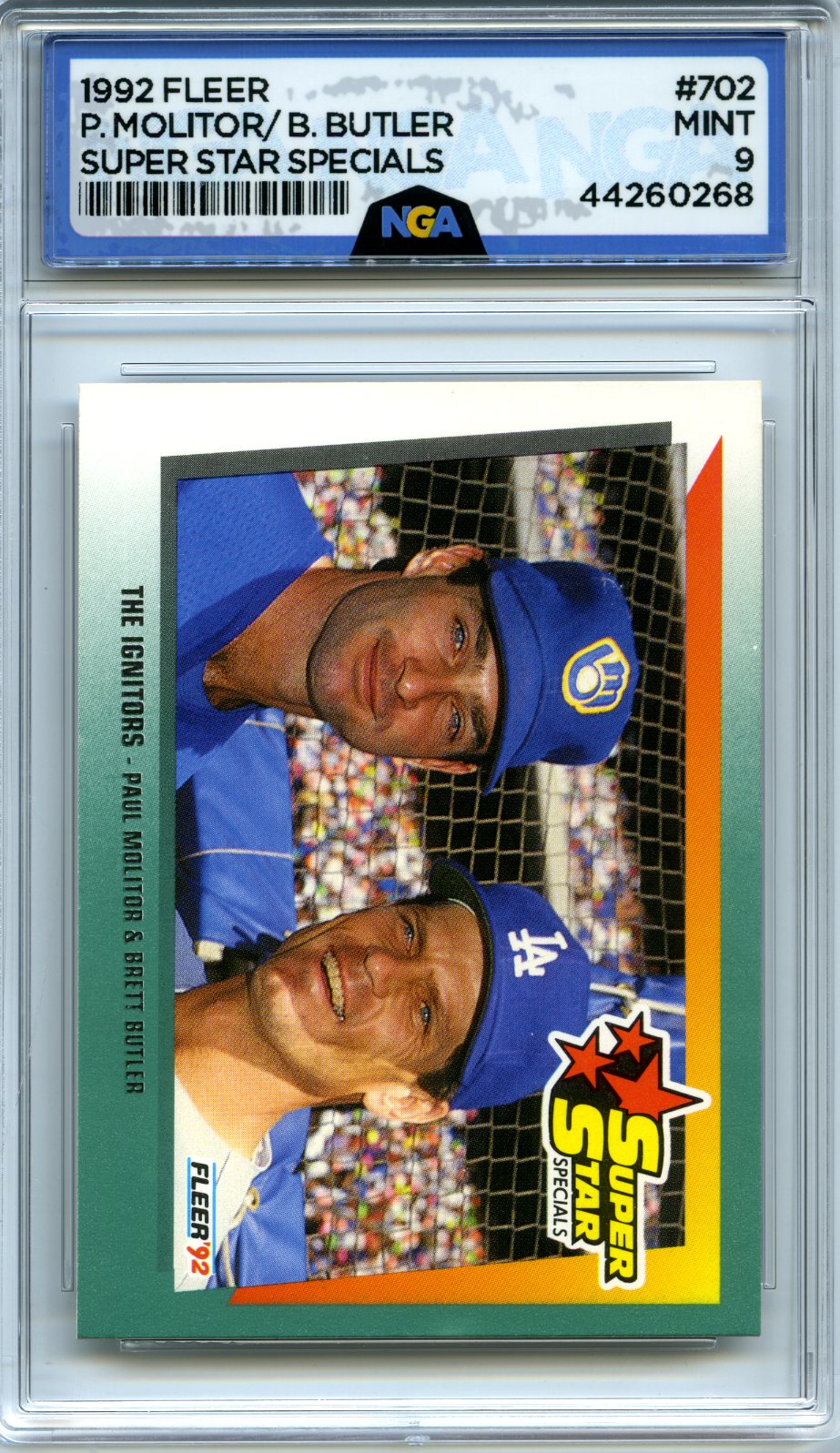 1992 Fleer #702 The Ignitors (Paul Molitor / Brett Butler) NGA 9