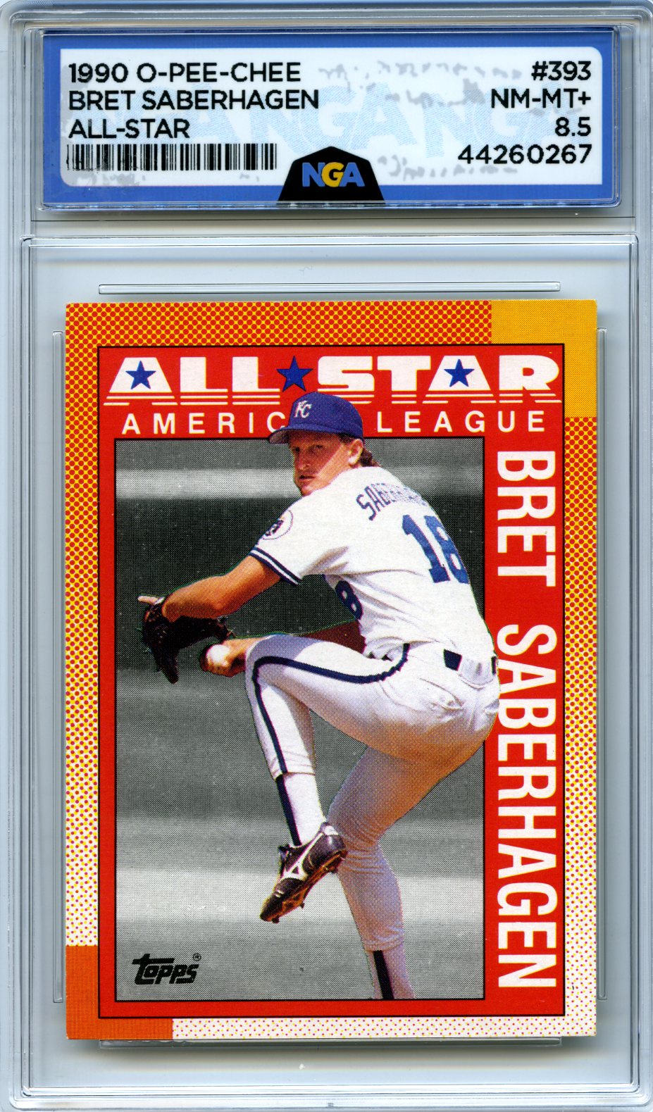 1990 Topps #393 Bret Saberhagen NGA 8.5
