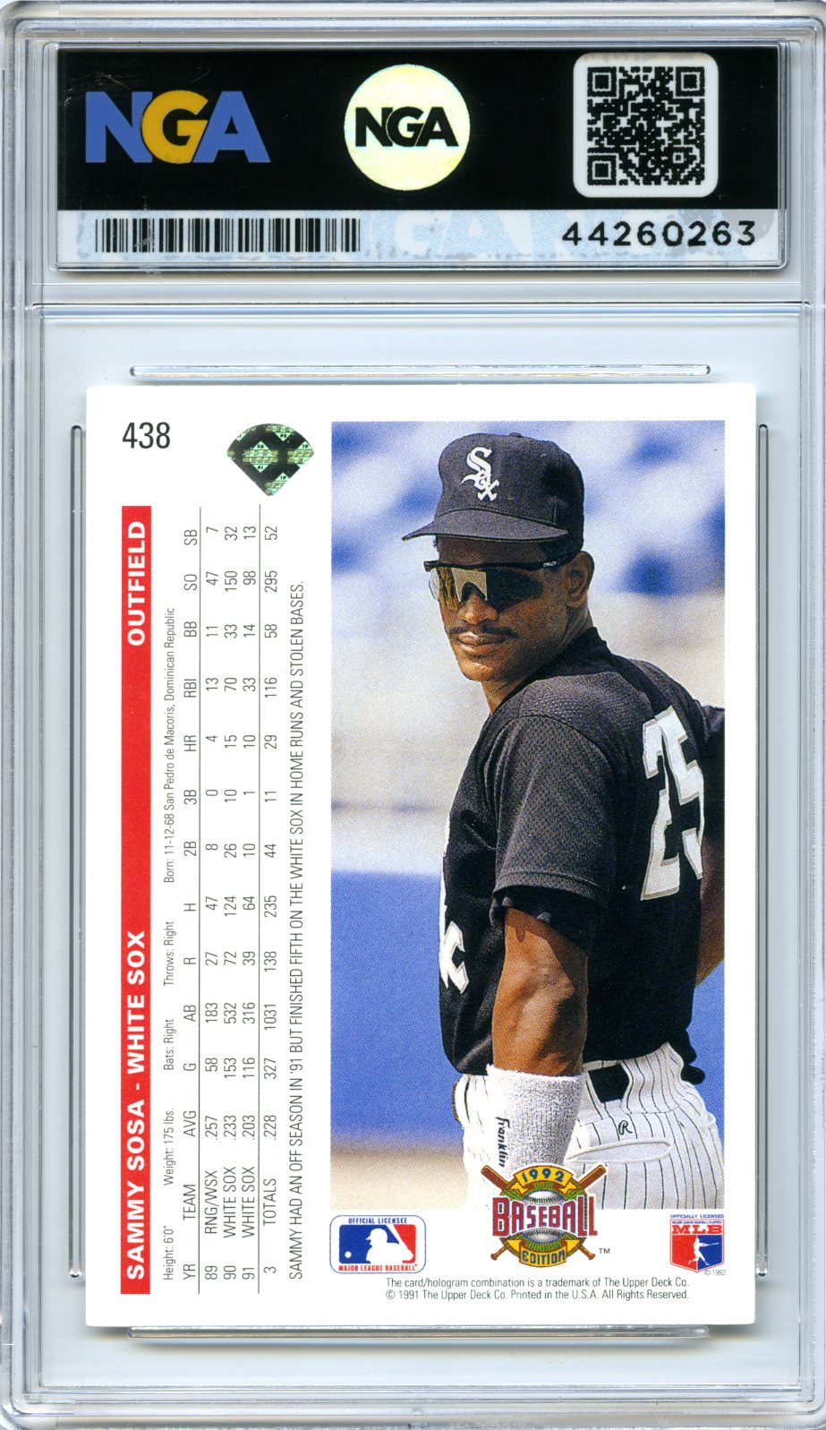 1992 Upper Deck #438 Sammy Sosa NGA 9.5