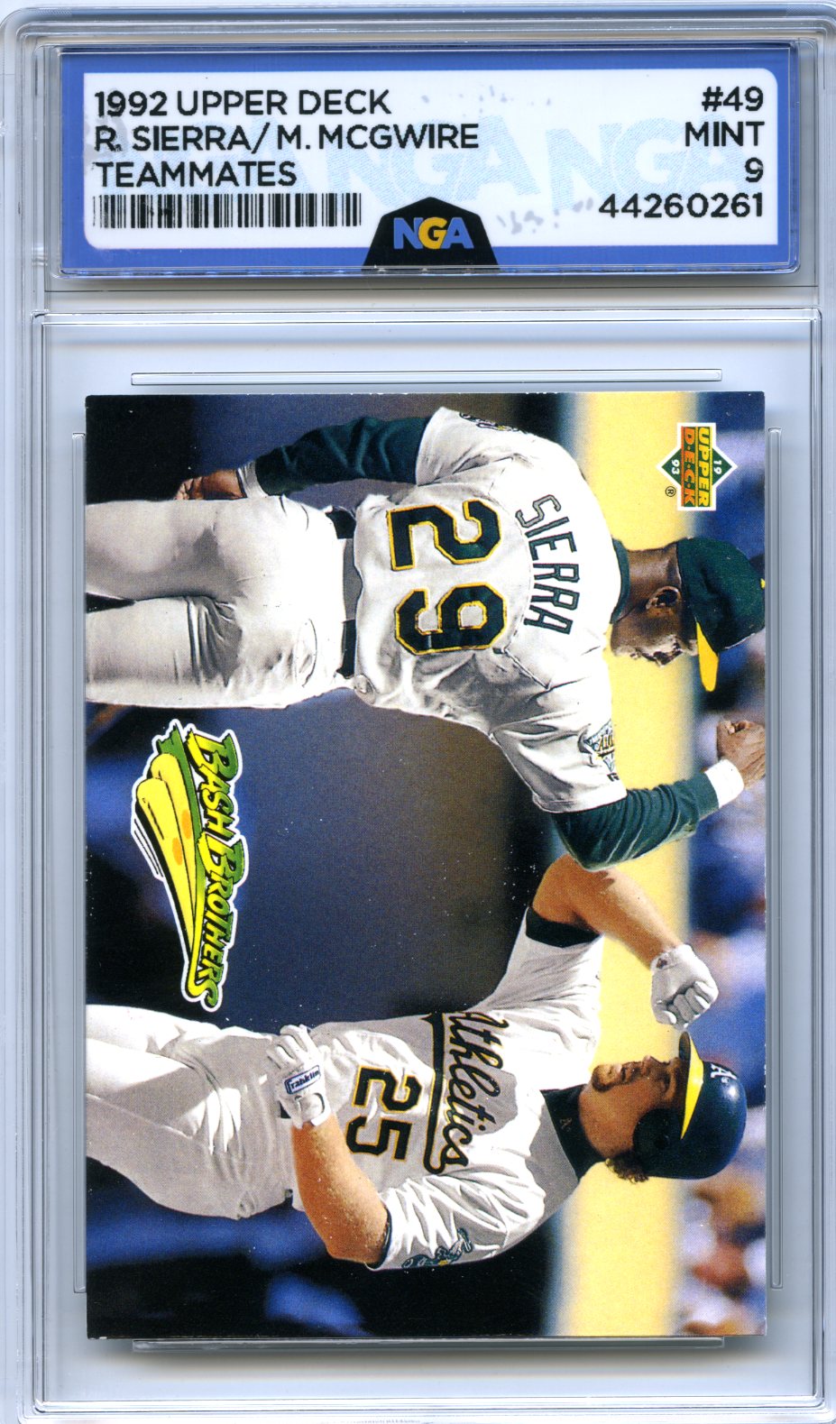 1993 Upper Deck #49 Bash Brothers (Ruben Sierra / Mark McGwire) NGA 9