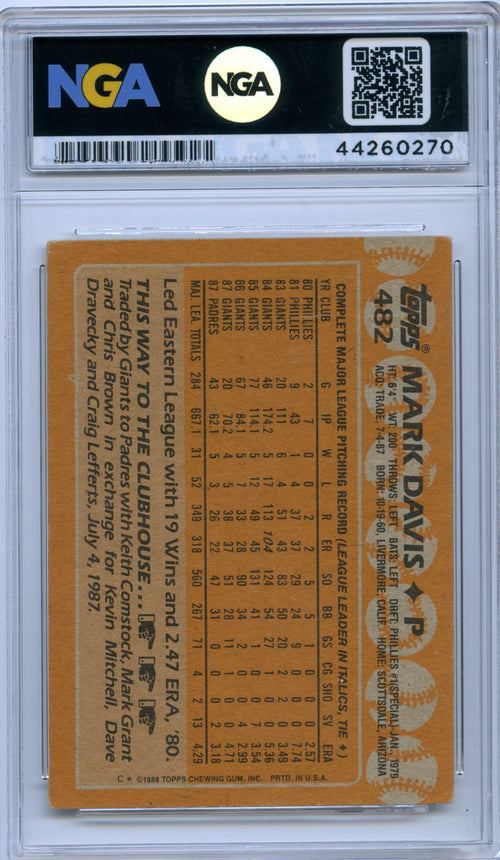 1988 Topps #482 Mark Davis NGA 7