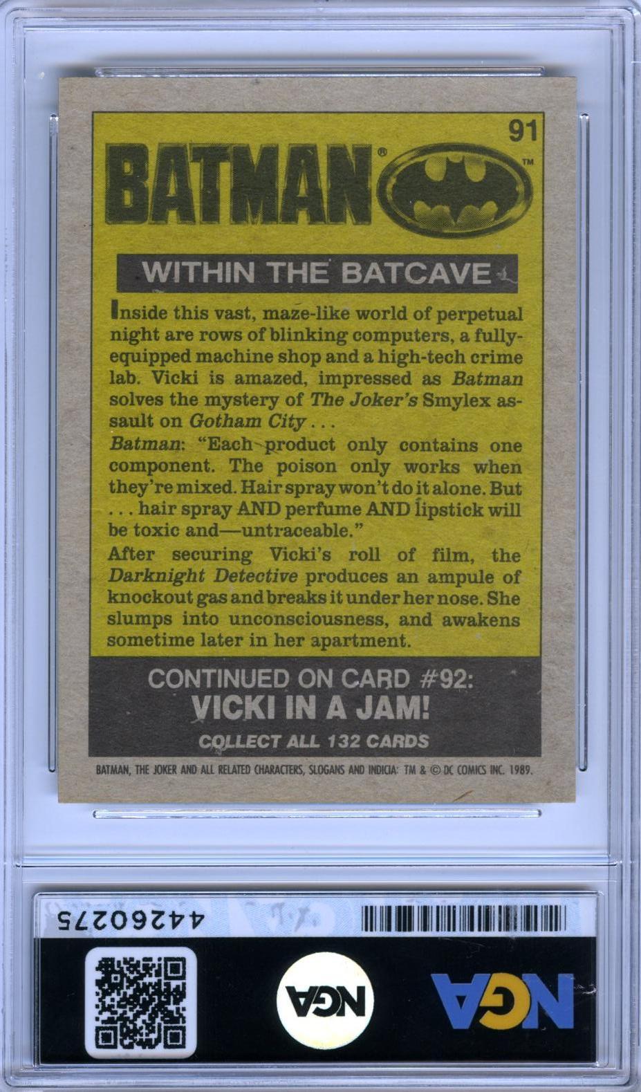 1989 Topps Batman #91 Within the Batcave Collector's Edition (Tiffany) NGA 9