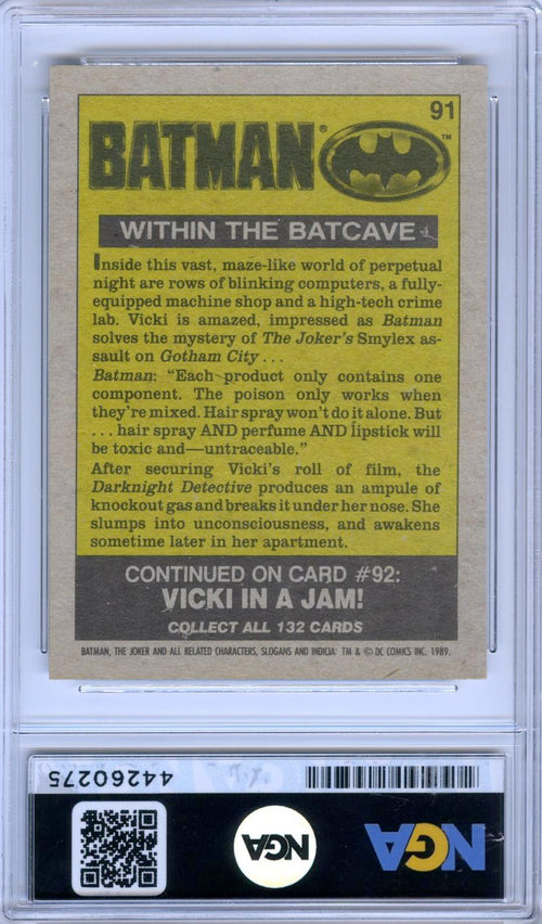 1989 Topps Batman #91 Within the Batcave Collector's Edition (Tiffany) NGA 9