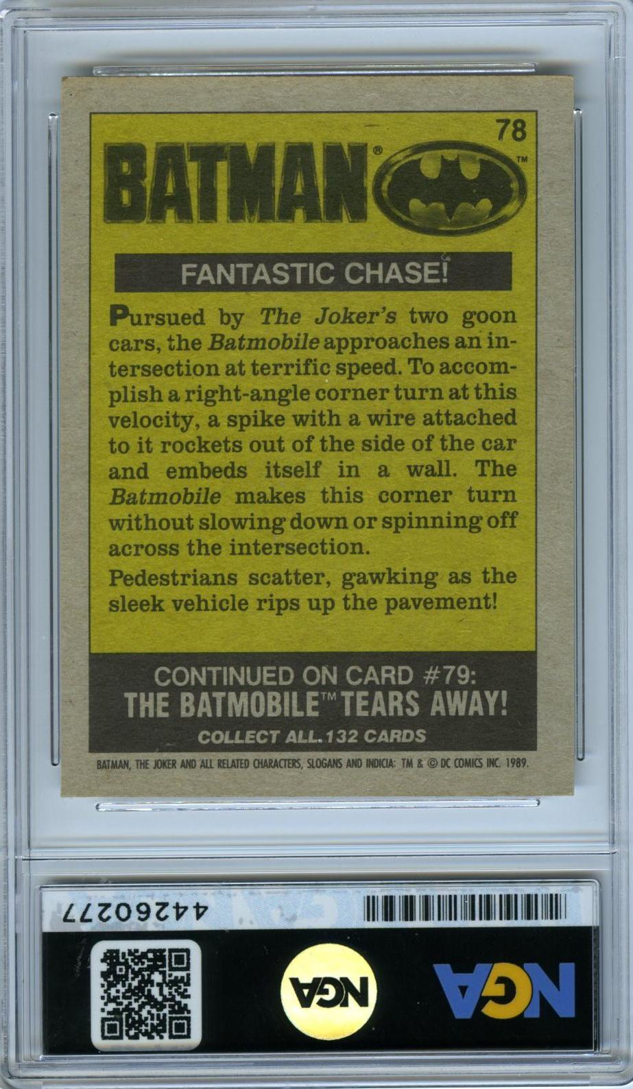 1989 Topps Batman #78 Fantastic Chase! NGA 9