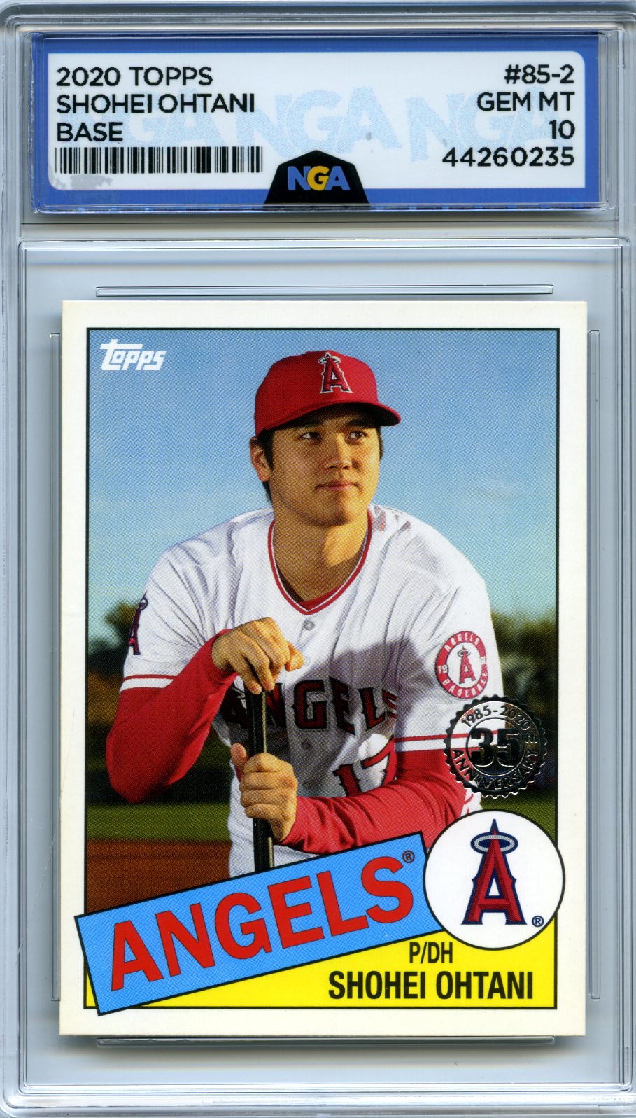 2020 Topps #85-2 Shohei Ohtani 1985 Topps Baseball 35th Anniversary NGA 10