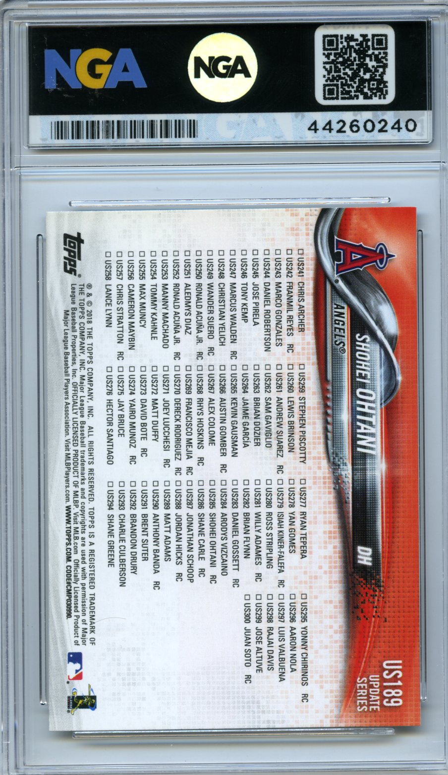 2018 Topps Update #US189 3-Game HR Streak NGA 10