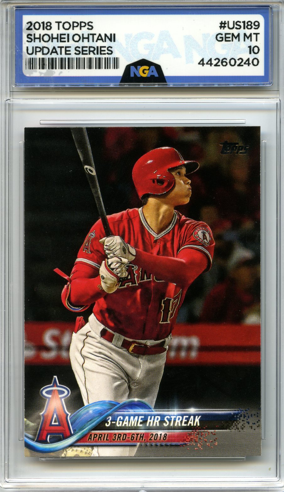 2018 Topps Update #US189 3-Game HR Streak NGA 10