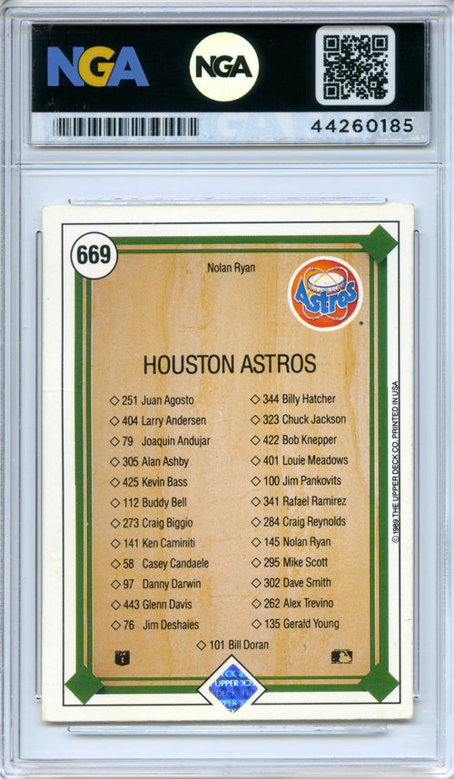 1989 Upper Deck #669 Nolan Ryan NGA 8.5