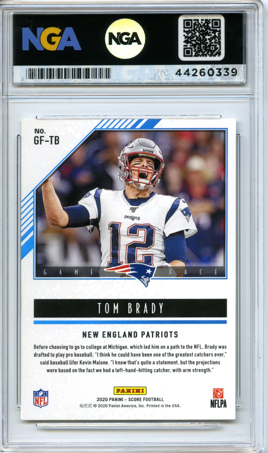 2020 Score #GF-TB Tom Brady Game Face Red NGA 10