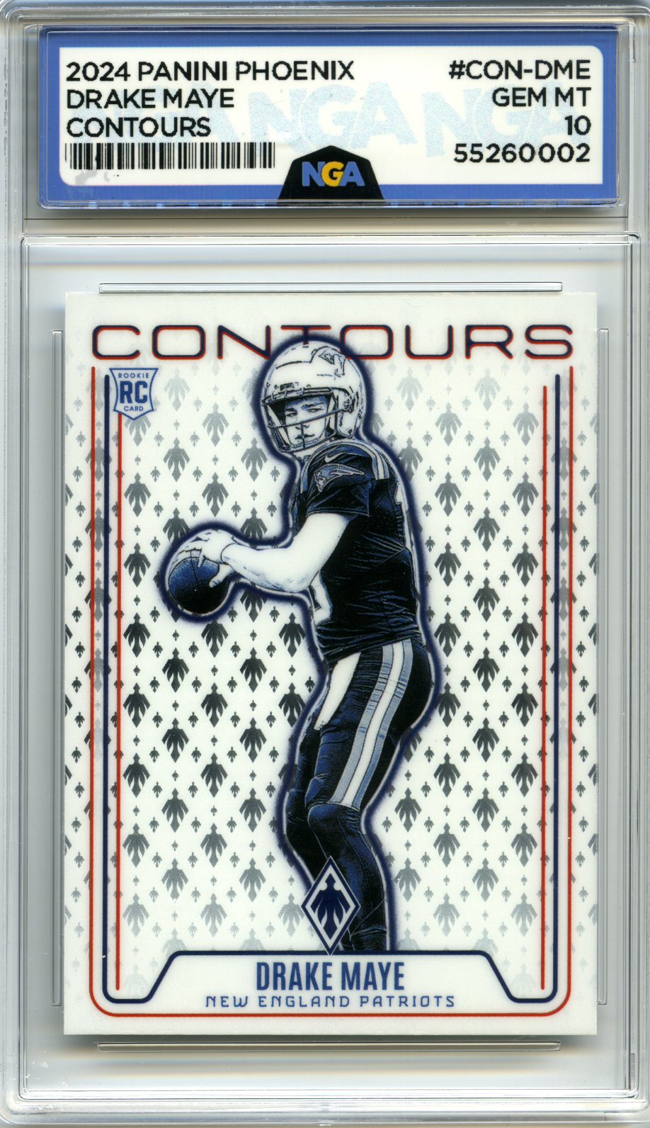 2024 Panini Phoenix #CON-DME Drake Maye Contours Purple NGA 10