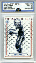 2024 Panini Phoenix #CON-DME Drake Maye Contours Purple NGA 10