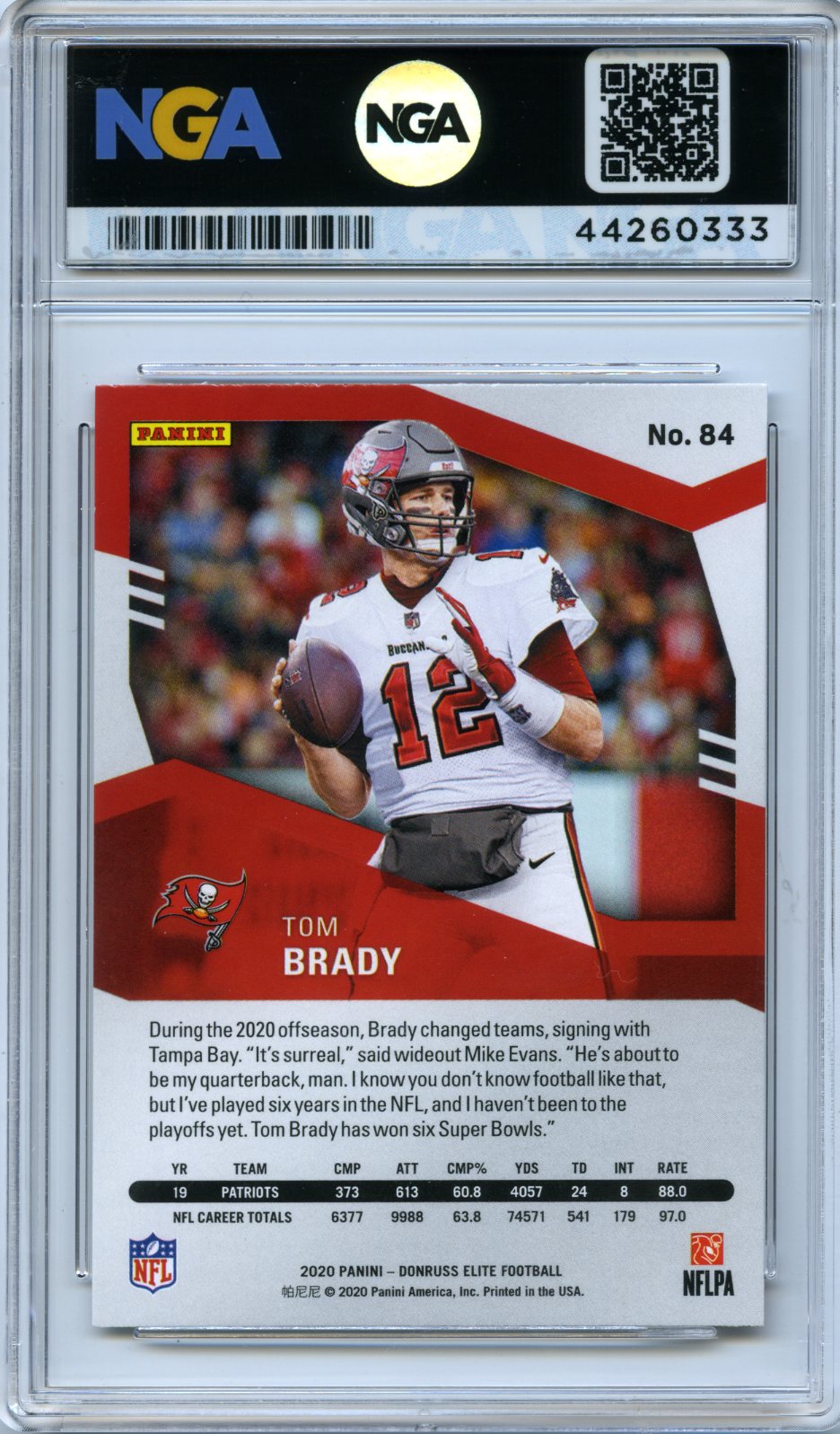 2020 Donruss Elite #84 Tom Brady NGA 10