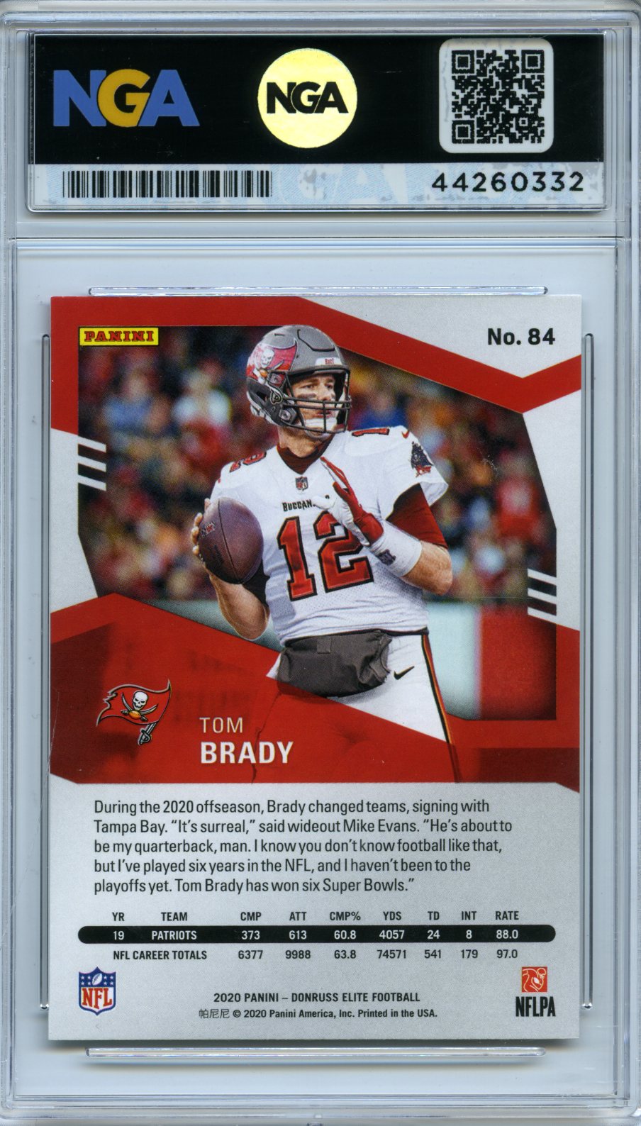 2020 Donruss Elite #84 Tom Brady NGA 10