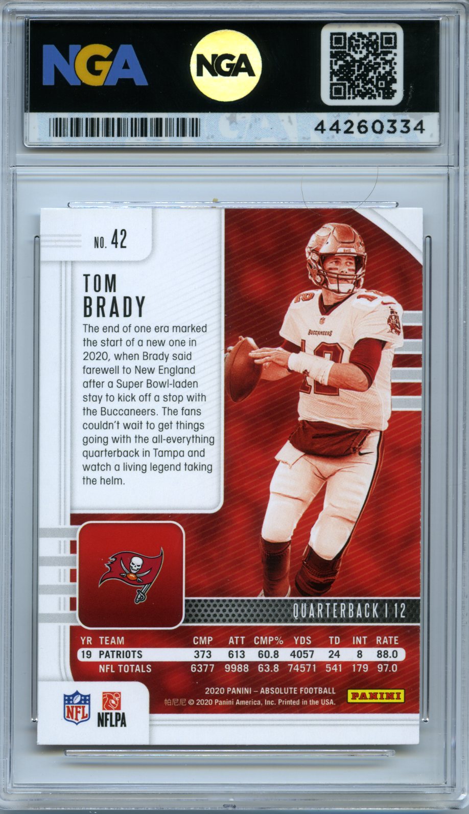 2020 Panini Absolute #42 Tom Brady NGA 9