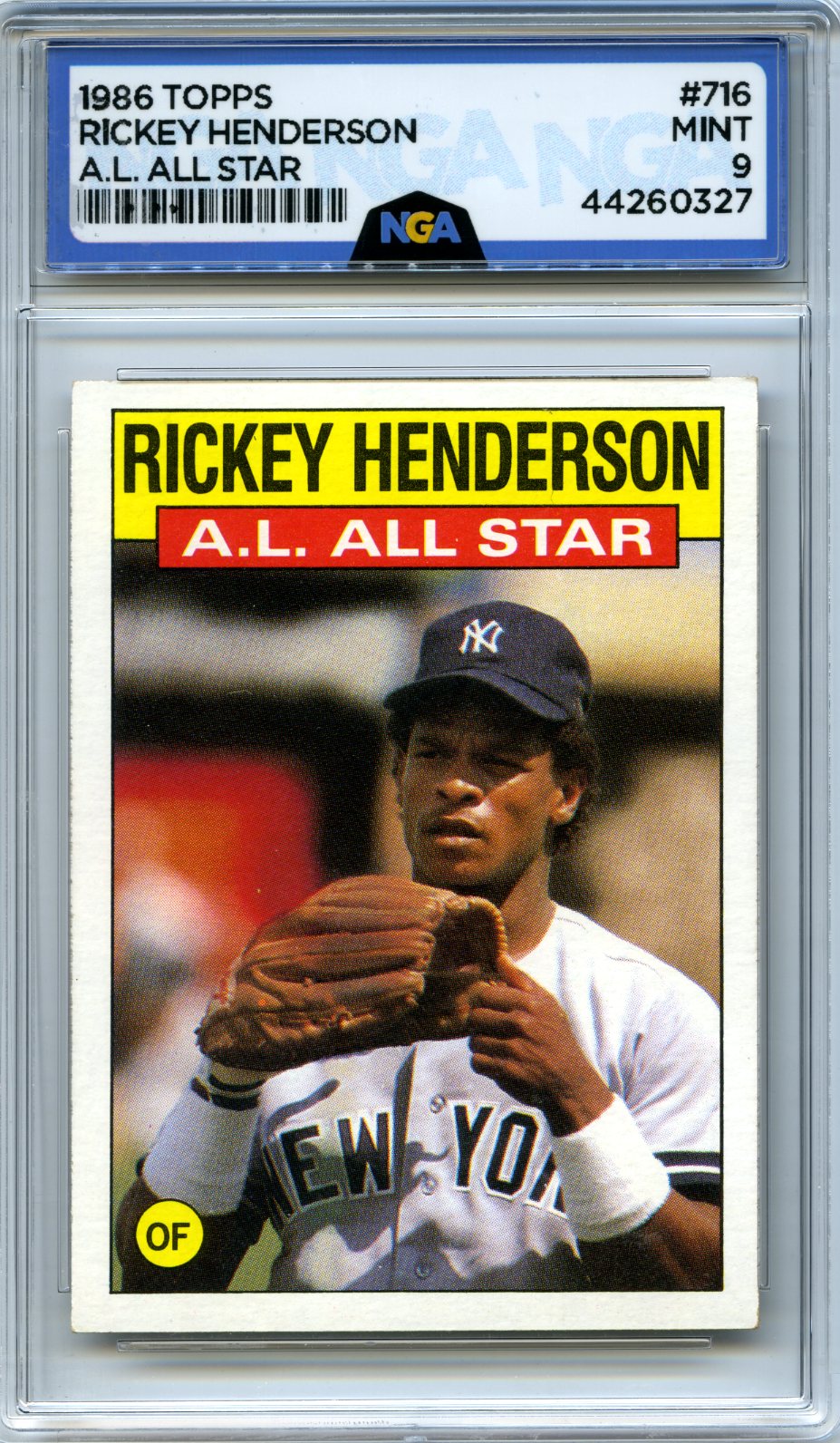 1986 Topps #716 Rickey Henderson NGA 9