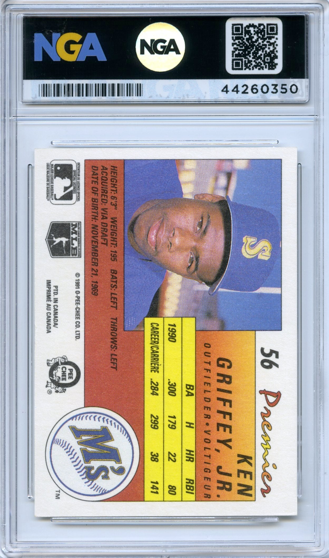 1991 O-Pee-Chee Premier #56 Ken Griffey, Jr. NGA 9
