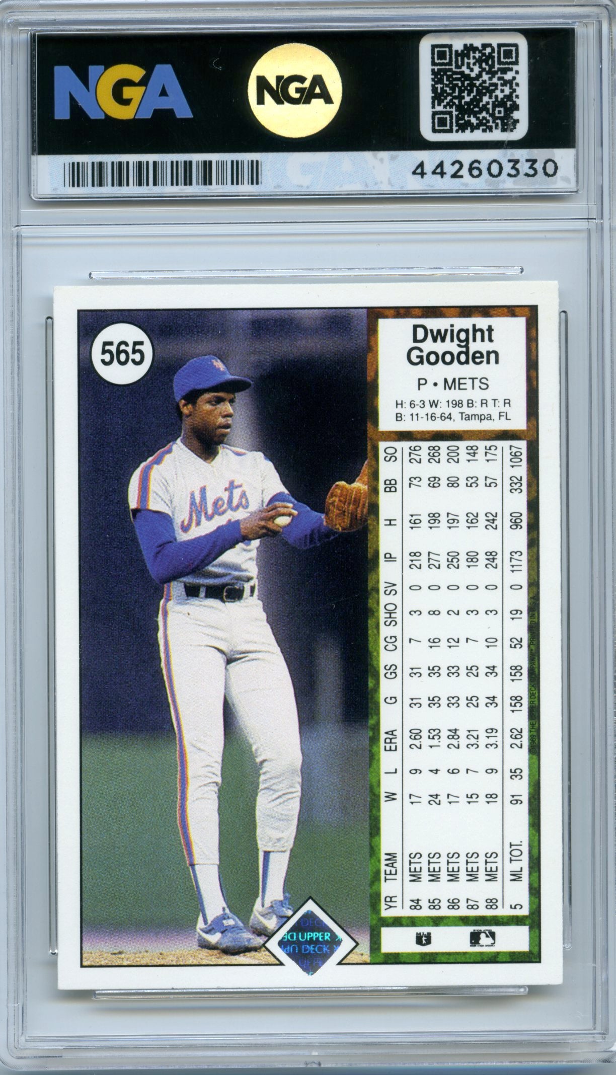 1989 Upper Deck #565 Dwight Gooden NGA 10