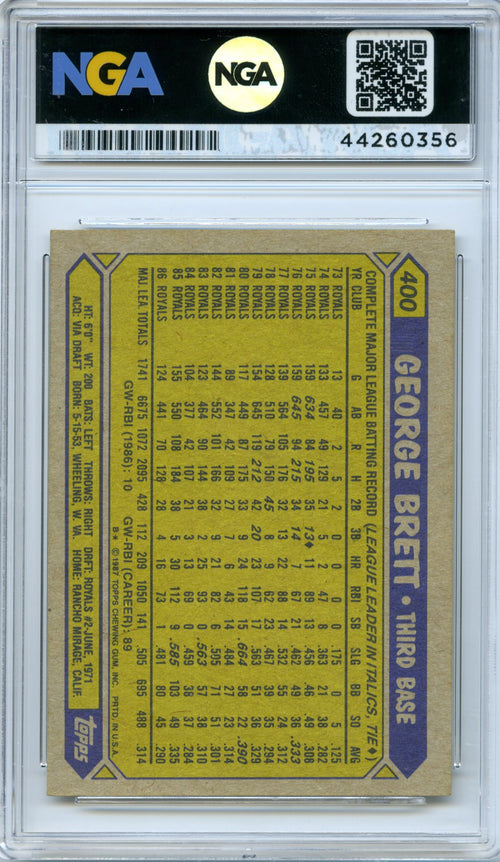 1987 Topps #400 George Brett NGA 9