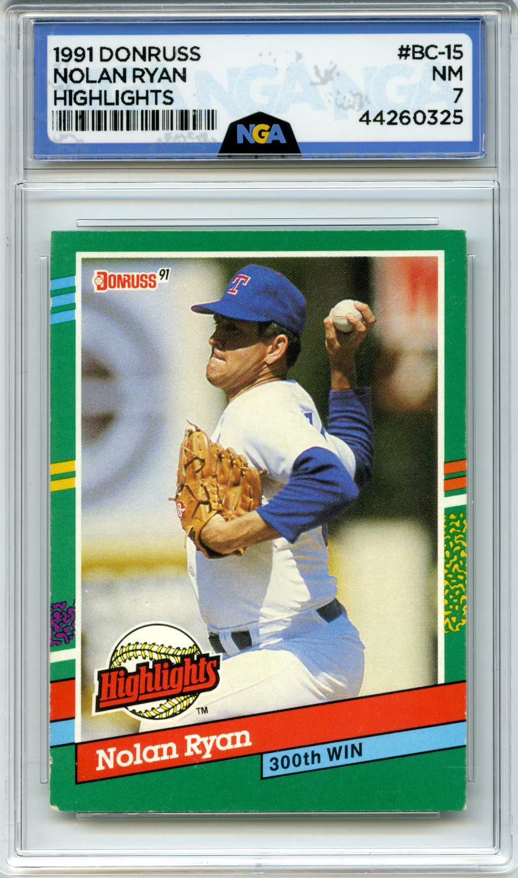 1991 Donruss #BC-15b Nolan Ryan Bonus Cards NGA 7