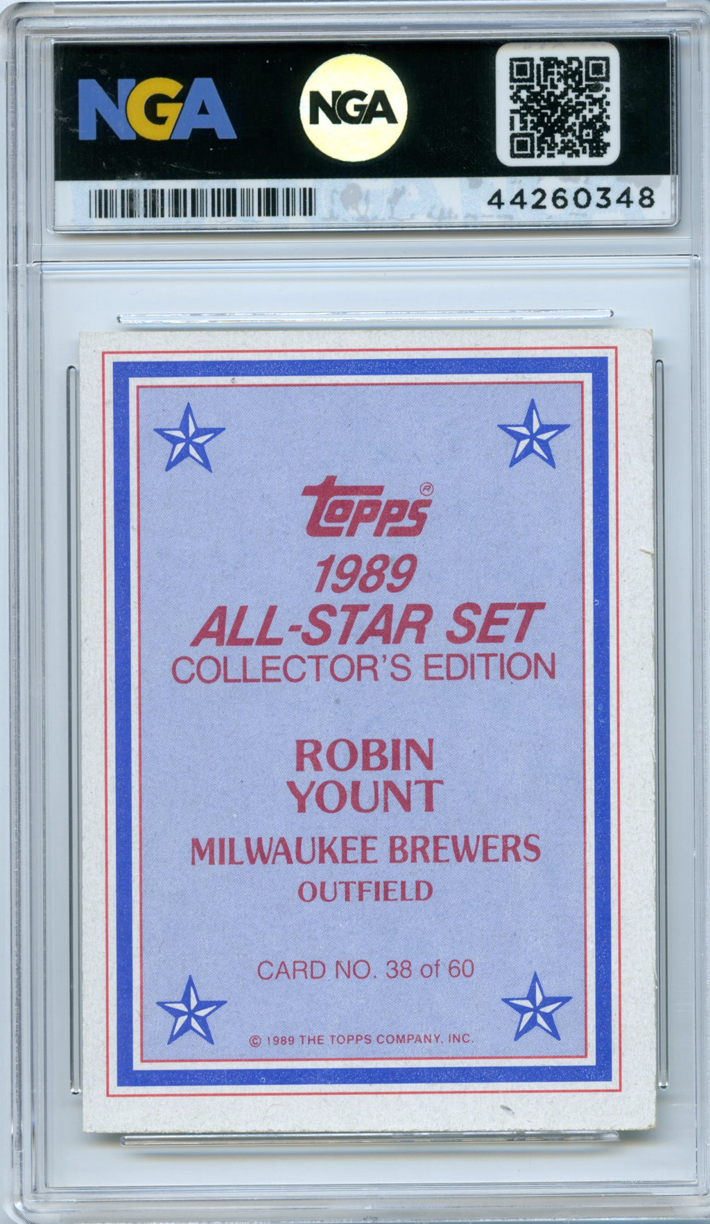 1989 Topps #38 Robin Yount 1989 All-Star Set  NGA 8.5