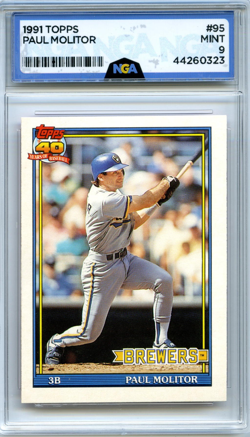 1991 Topps Cracker Jack Series One #2 Paul Molitor NGA 9