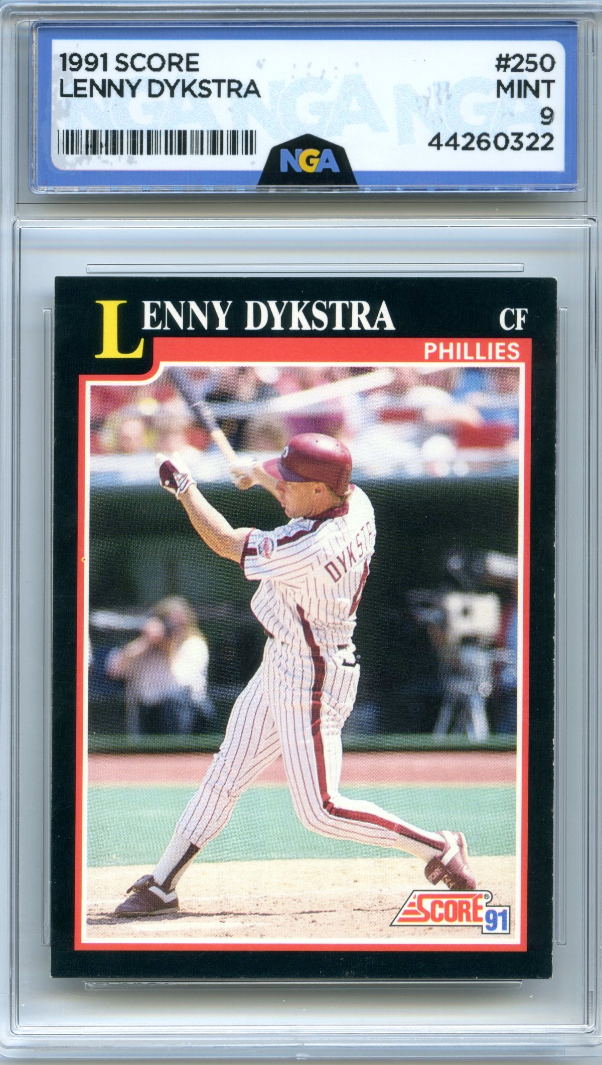 1991 Score #250 Lenny Dykstra NGA 9
