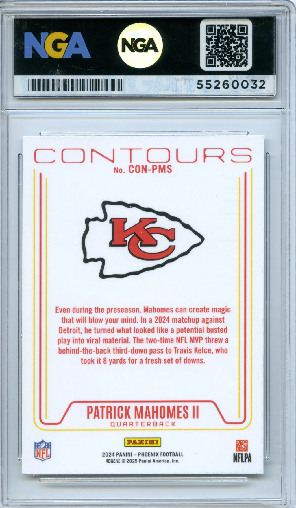 2024 Panini Phoenix #CON-PMS Patrick Mahomes II Contours White Shimmer NGA 10