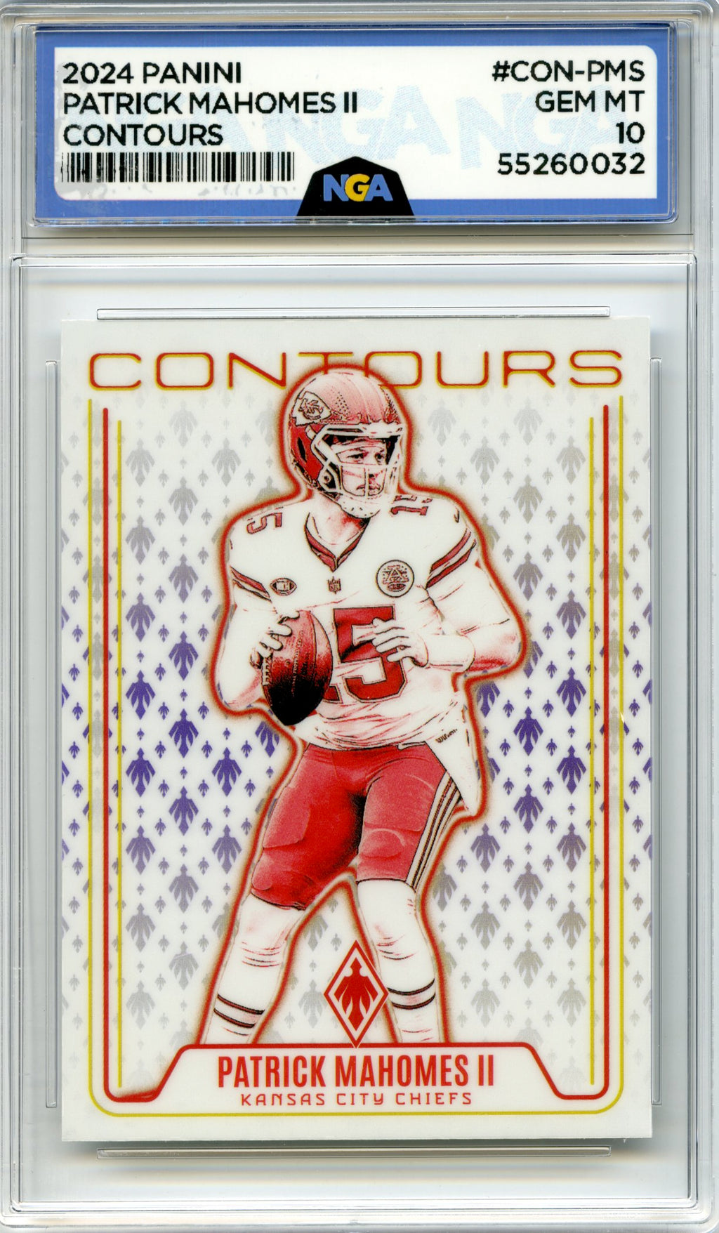 2024 Panini Phoenix #CON-PMS Patrick Mahomes II Contours White Shimmer NGA 10