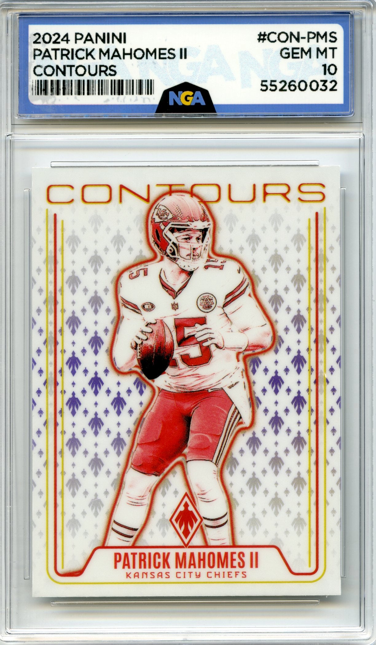 2024 Panini Phoenix #CON-PMS Patrick Mahomes II Contours White Shimmer NGA 10