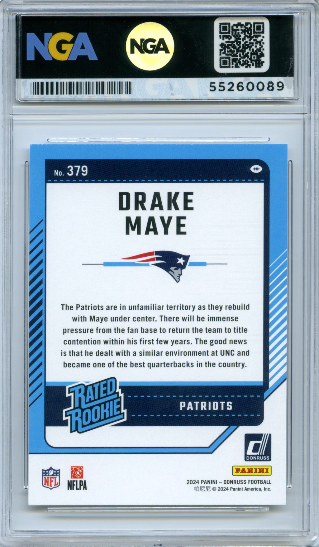 2024 Donruss #379 Drake Maye NGA 10